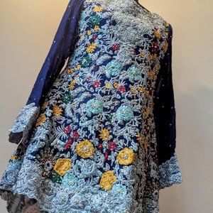 Pakistani/Indian Bridal wear/Engagement dress, Size Small to Medium, Navy Blue